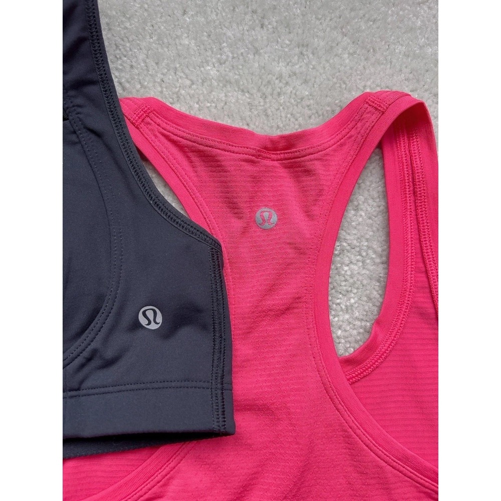 Lululemon Swiftly Tech Racerback Tank Pink 6 + Ta Ta Tamer Bra 36C Black - Picture 3 of 4